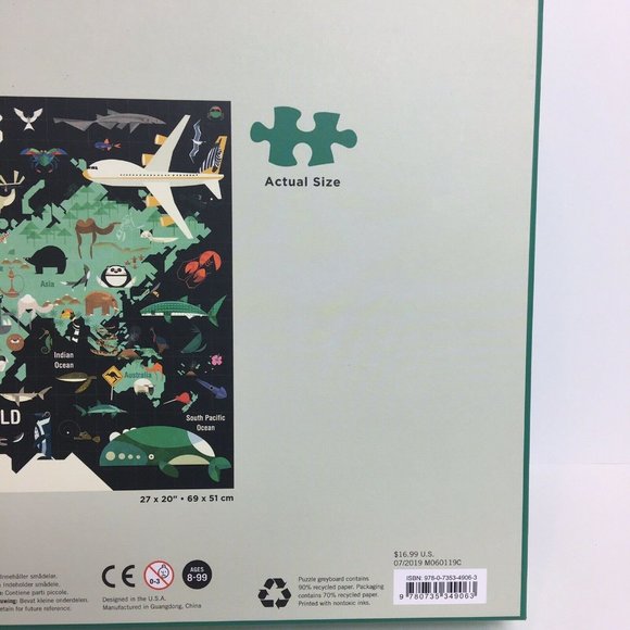 Mudpuppy Puzzle Your World Map 1000 Piece Paul Daviz 27" X 20" Jigsaw Puzzles - Picture 6 of 12